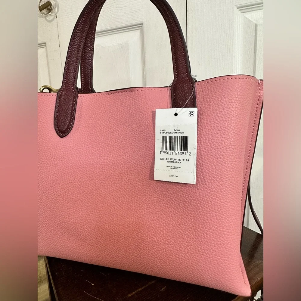 Coach Willow tote 24 colorblock pink purple crossbody convertible - Picture 10 of 16